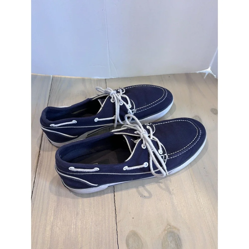 Polo Ralph Lauren Franz P Mens 10.5 D Navy Blue Canvas Boat Shoes Sneakers